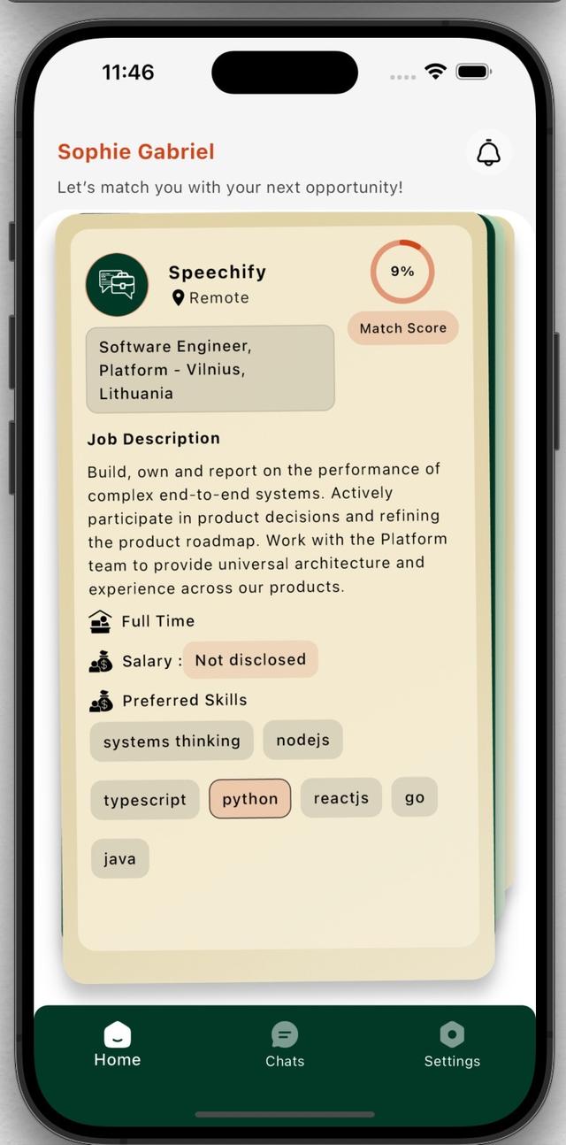 JobMinglr app home screen